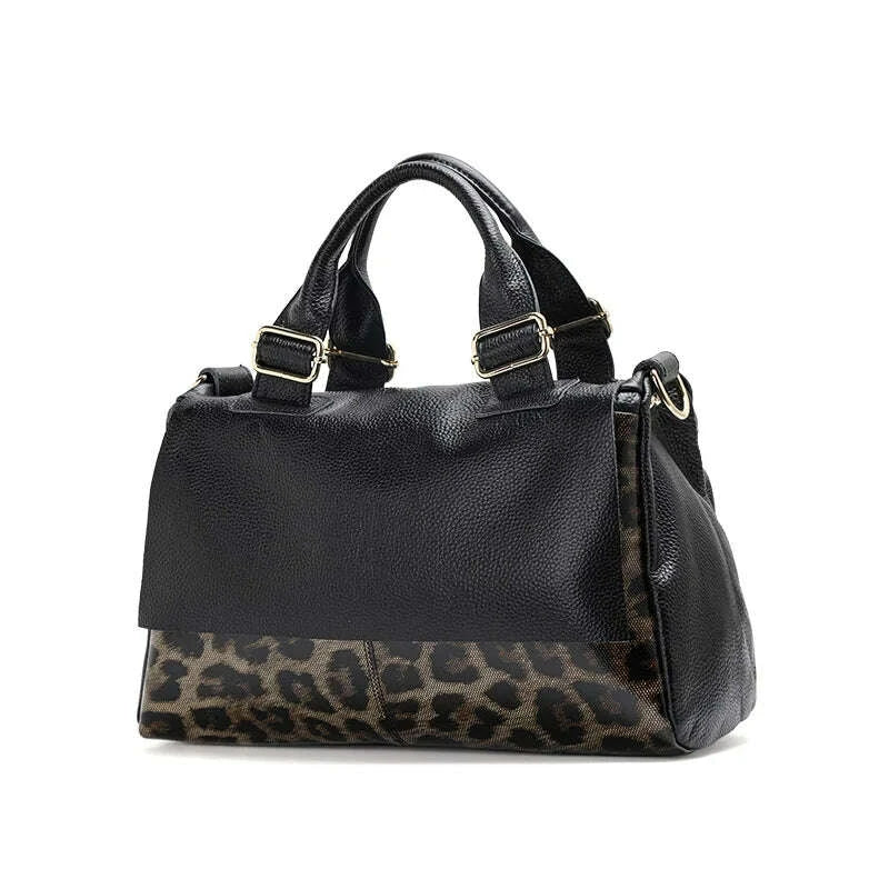 KIMLUD, Aidrani Genuine leather handbag 2025 women's fashion bag premium leopard print luxury brand top cowhide bag, KIMLUD Womens Clothes