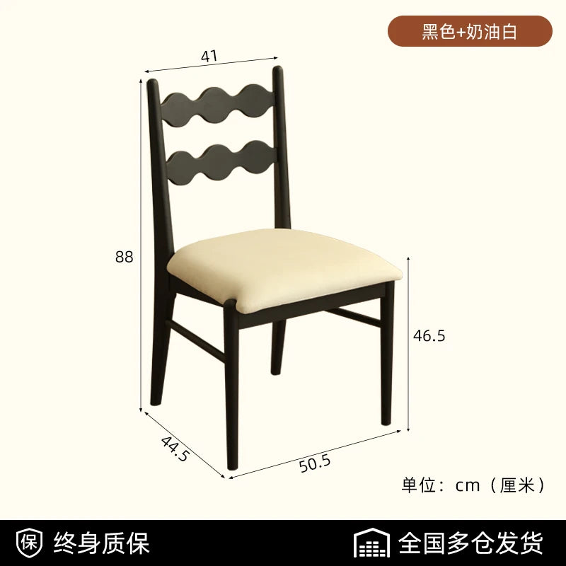 Solid Wood Dining Chair Household French Makeup Soft Bag Armrest Chair Light Luxury Balcony Backrest Silla Comedor Furniture