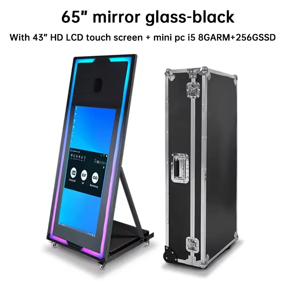 2026 Touch Screen Photobooth Portable  40 inch  65 inch Mirror magic Photo Booth Machine For Wedding Party Activity