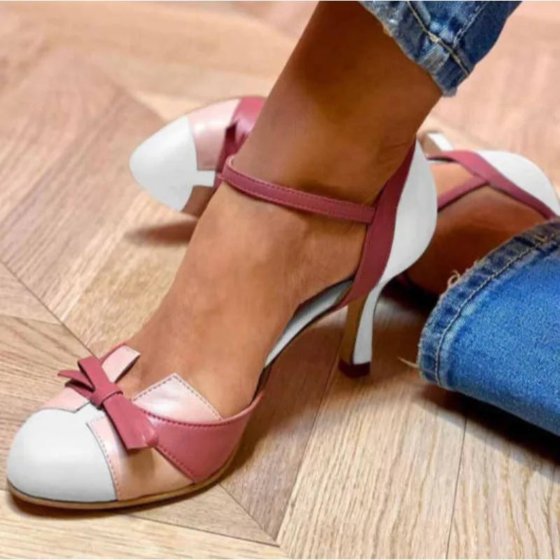 PU Pumps Buckle Strap Bowknot — Mixed Color | KIMLUD