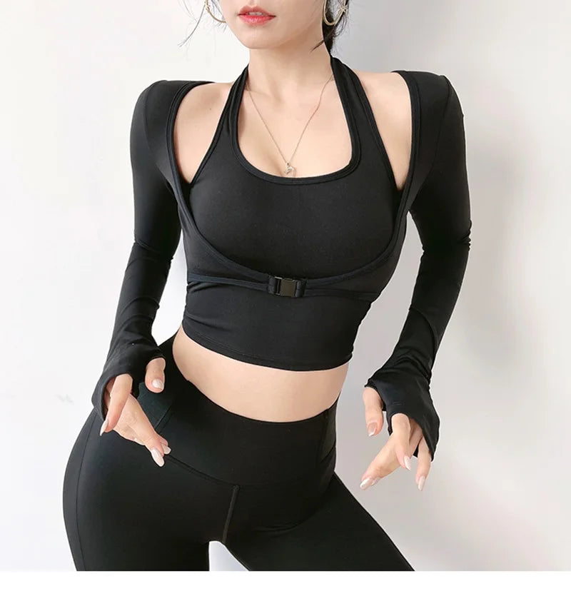 Nylon Elastane Knit Yoga Shirt Crop Bra Top With Breathable Quick Dry — Blue | KIMLUD