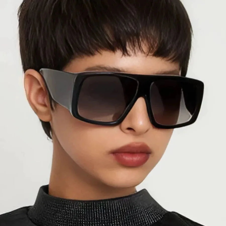 Oversized Sunglasses Big Frame Square — Black | KIMLUD