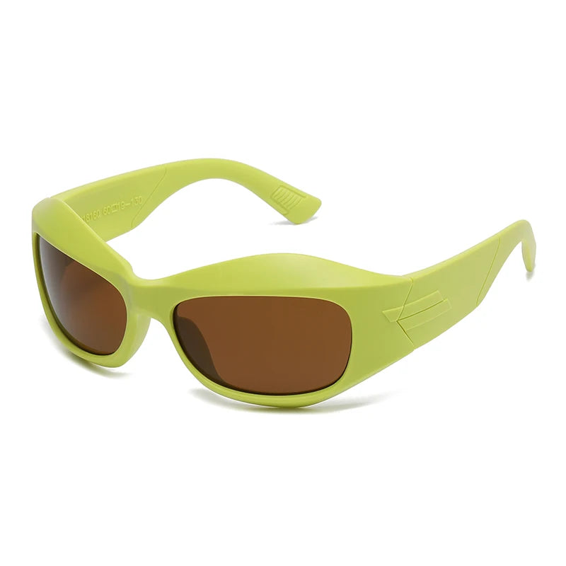 Steampunk Style Sunglasses Curved Lenses — Multicolor | KIMLUD