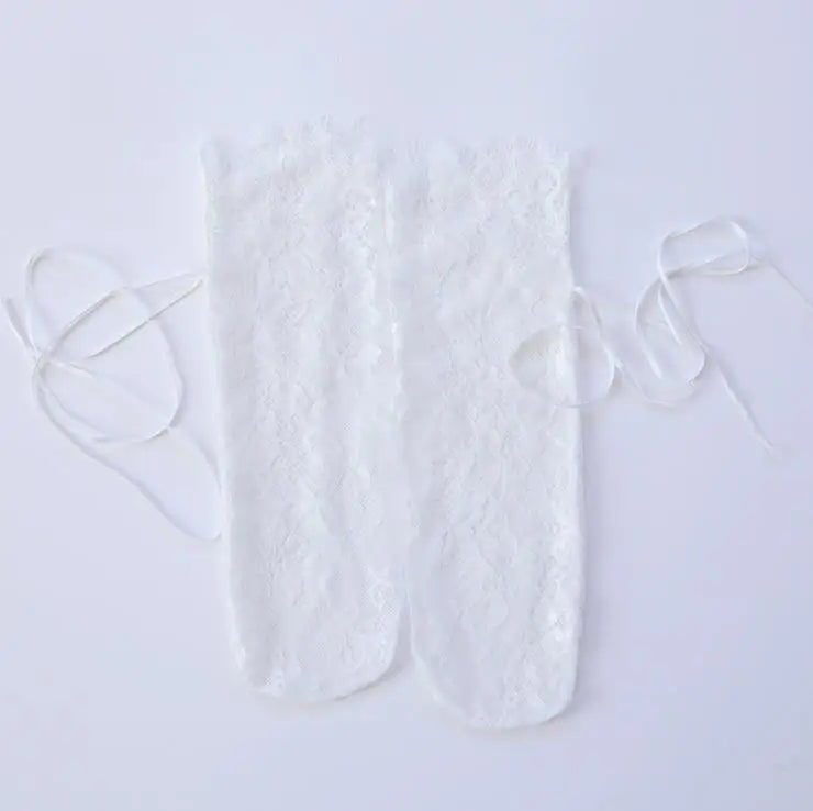 Lace Mesh Socks Floral Transparent — Black | KIMLUD