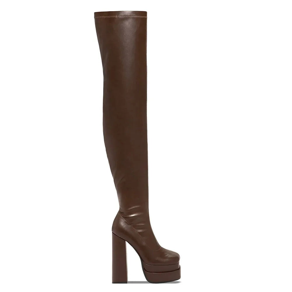 Double Platform Super High Heels Women Over the Knee high Boots Elegant Sexy Comfy Warm Women Shoes Winter Boots