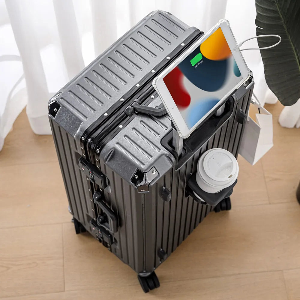 Aluminum Framed Luggage 30/32-Inch Large Cup and Phone Holder — Silver | KIMLUD