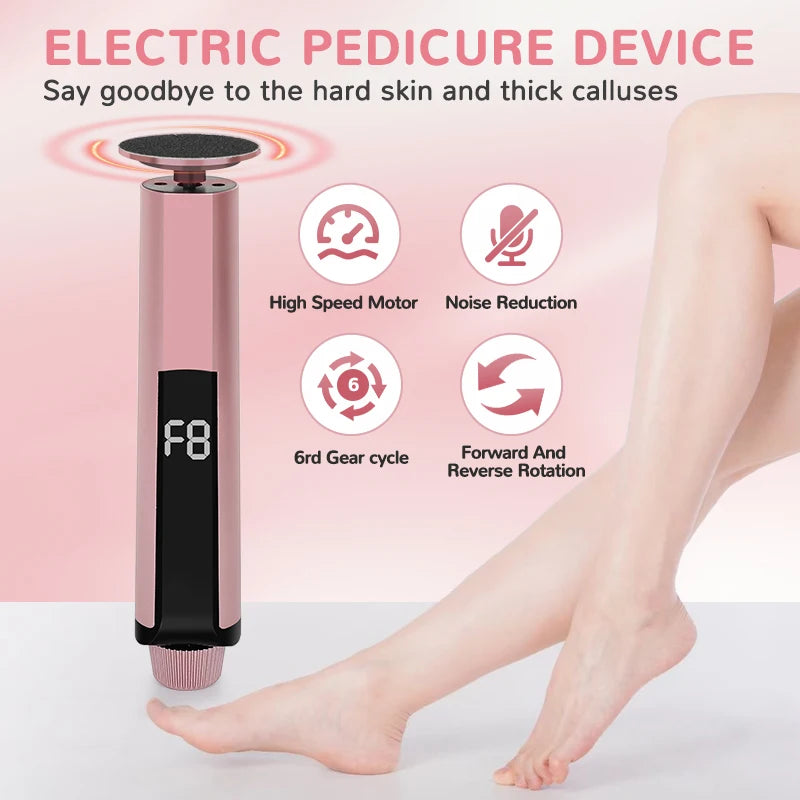 2 In1 Foot Care File Electric Foot Callus Remover Leg Heels Remove Dead Skin Pedicure Tool Set and Replacement Sandpaper New