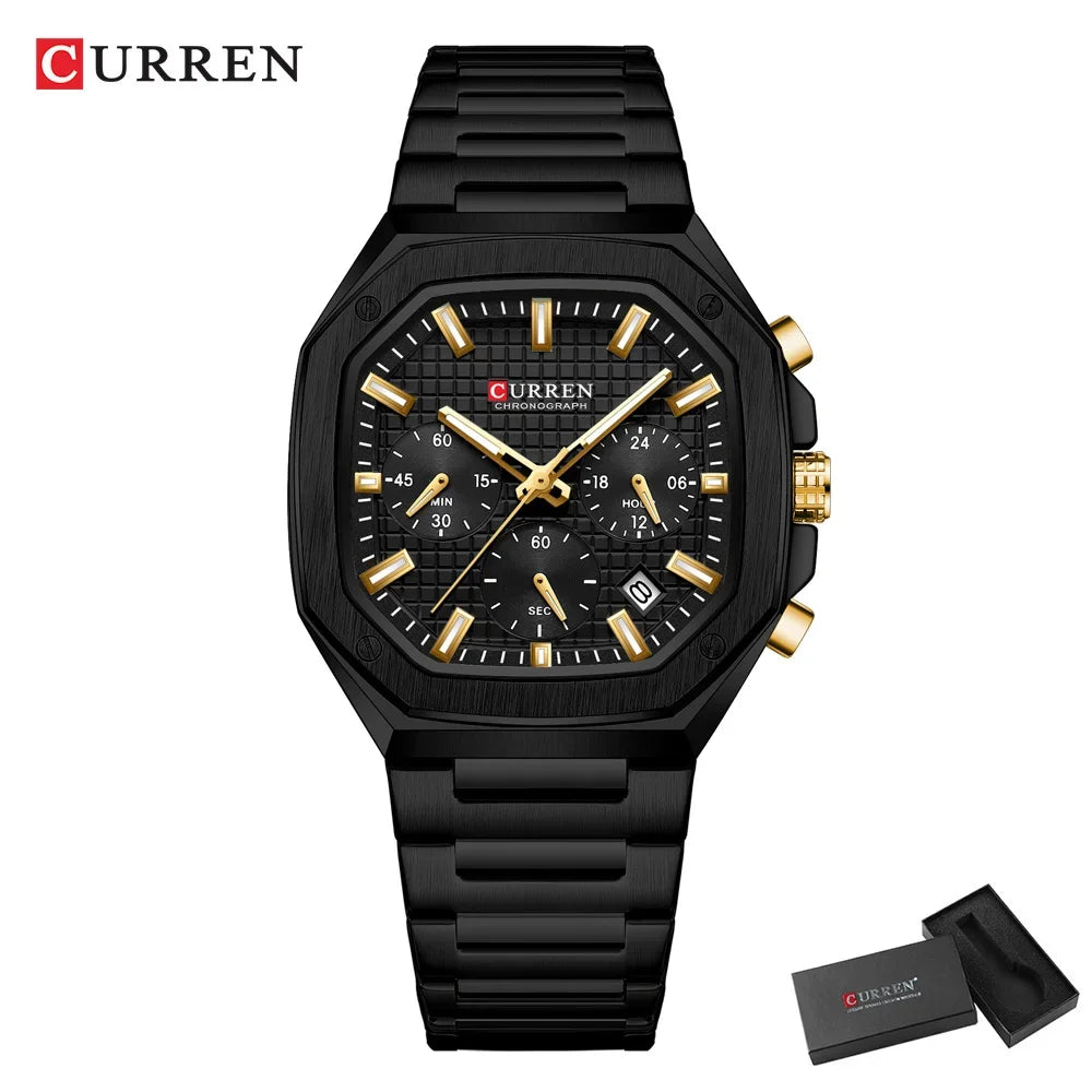 CURREN Men Watch Top Brand Luxury Sports Quartz Mens Watches Full Steel Waterproof Chronograph Wristwatch Men Relogio Masculino