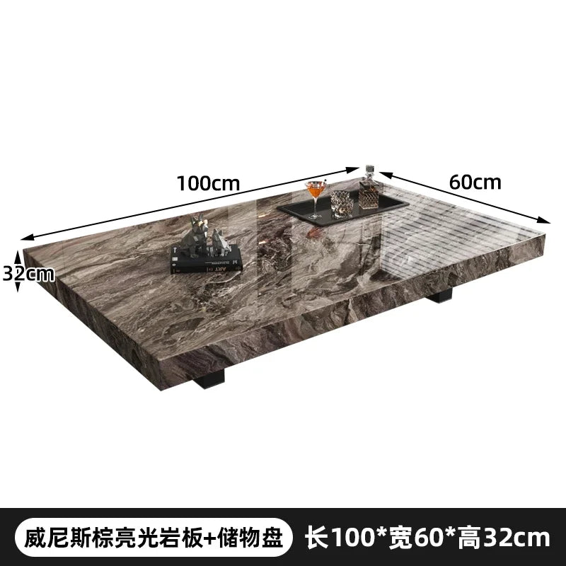 Rock Slab Coffee Table Rectangular Countertop — White | KIMLUD