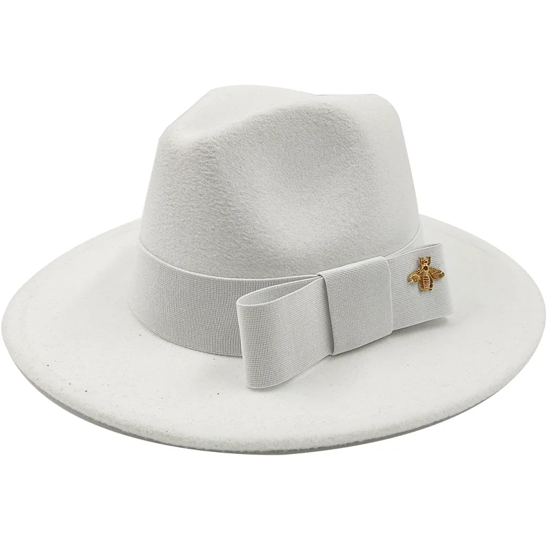 Low price wholesale Fedora hats Winter jazz monochrome bow elastic band men and women red jazz hats Fedora hats sombrero hombre - KIMLUD