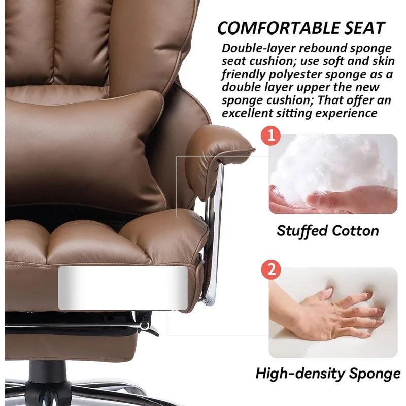 KIMLUD, Big and Tall Office Chair 400lbs – PU Leather Executive Office Chair with Lumbar Support & Leg Rest, Heavy-Duty Computer, KIMLUD Womens Clothes