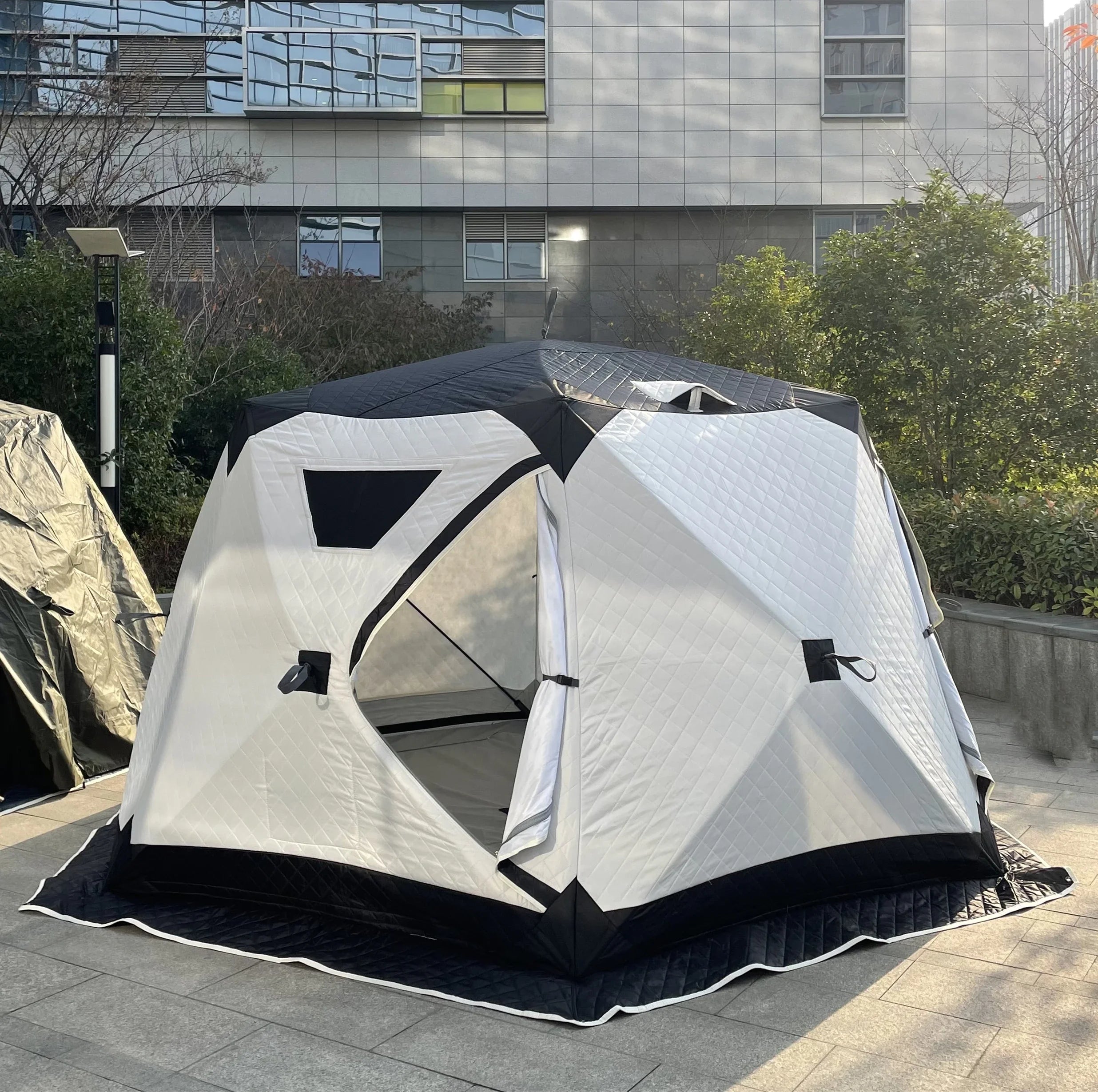 Outdoor Hexagon mobile sauna hub tent portable  cube hiking insulated ice fishingpersowinter camping hot tent