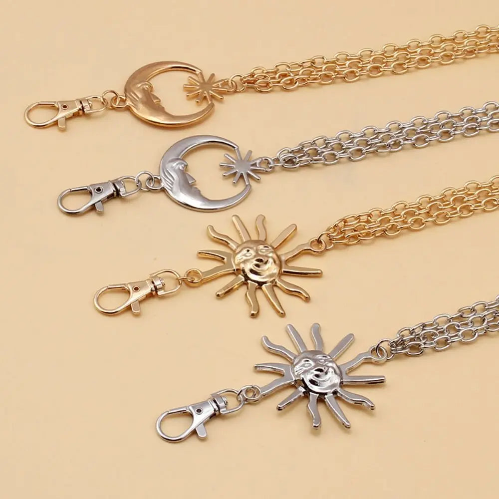 Punk Hip Hop Style Waist Chain Sun Moon Star — Silver | KIMLUD