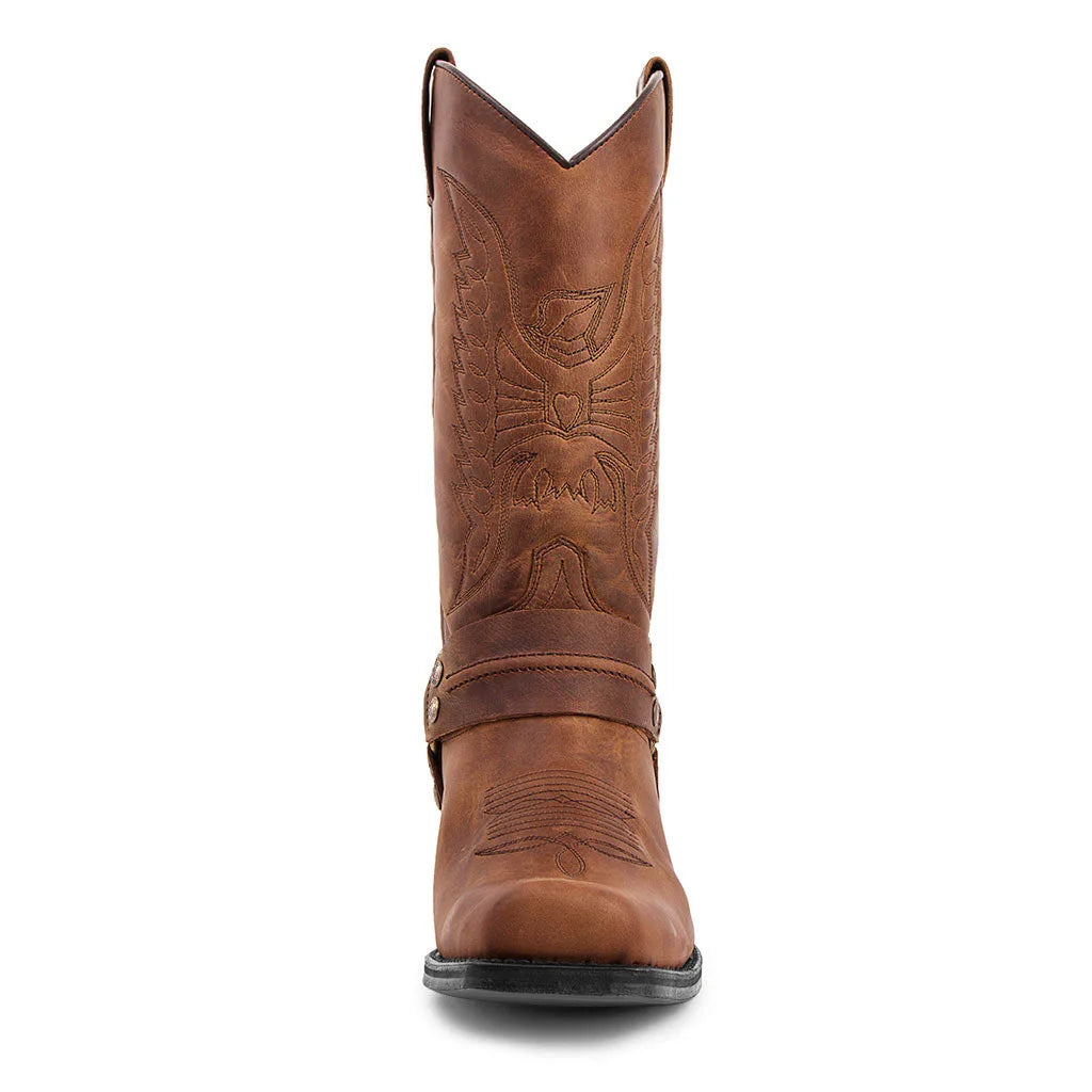 2023 New Western Cowboy Boots Black Brown Faux Leather Winter Shoes Retro Men Boots Embroidered Men Mid-calf Boots Size 48 Botas