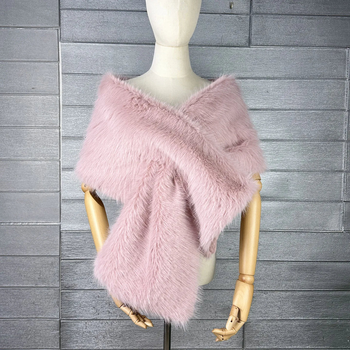 Faux Fur Scarf – Long Keep Warm – Black | KIMLUD