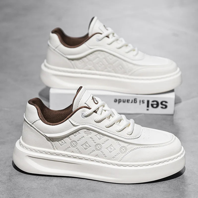 Designer Shoes for Men Leather Casual Platform Shoes White Flat Skateboard Shoes Youth Street Fashion Sneakers