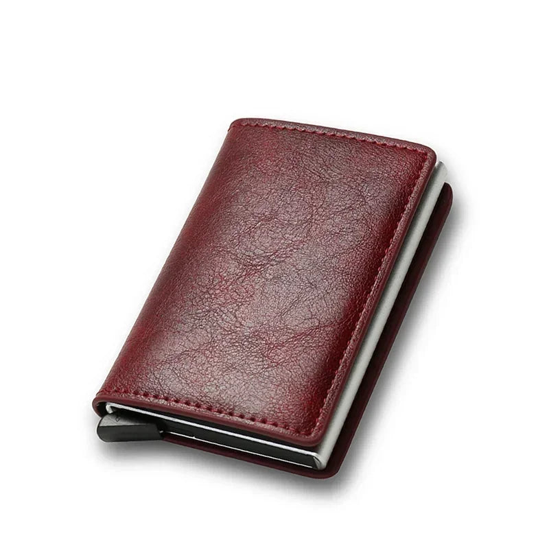 KIMLUD, Carbon Fiber Card Holder Wallets for Men RFID Portable Trifold PU Slim Mini Wallet Male Purses Wallet Women pasjeshouder, Red, KIMLUD Womens Clothes