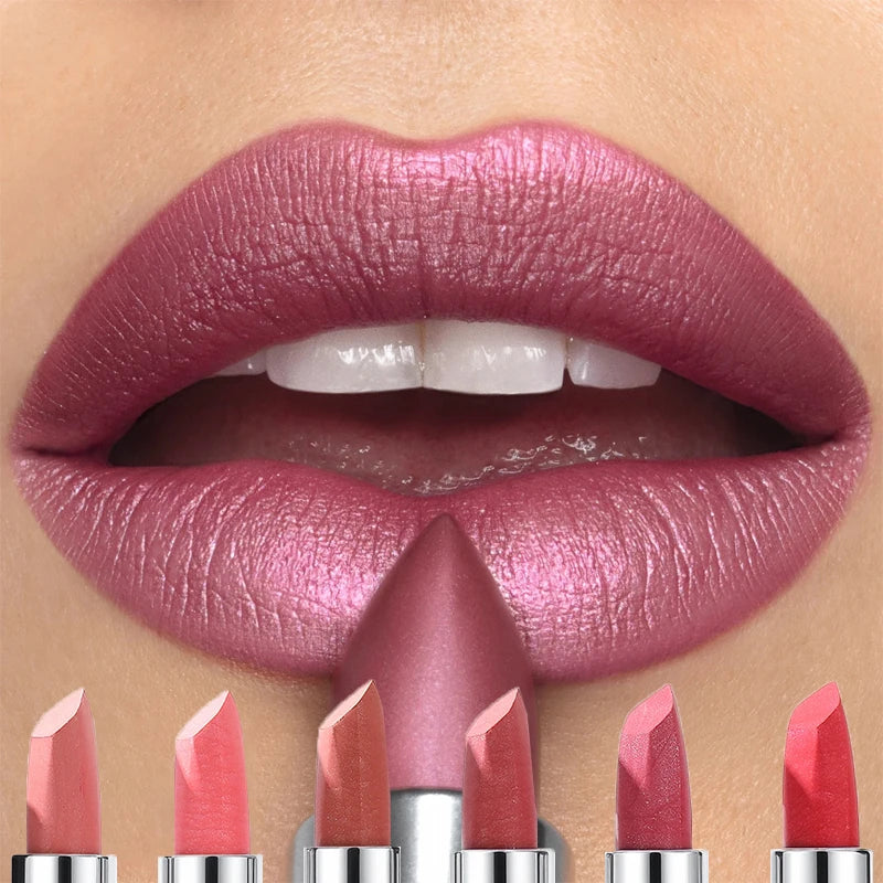 Pearlescent Glitter Matte Lipstick Diamond Shine — Nude Pink | KIMLUD