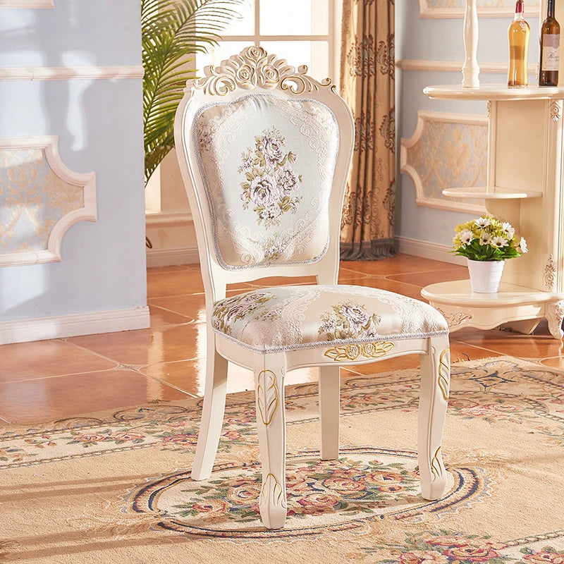 European Style Dining Chair Modern Restaurant Solid Wood Princess Chair Wedding Simple High Quality Muebles Lounge Furniture