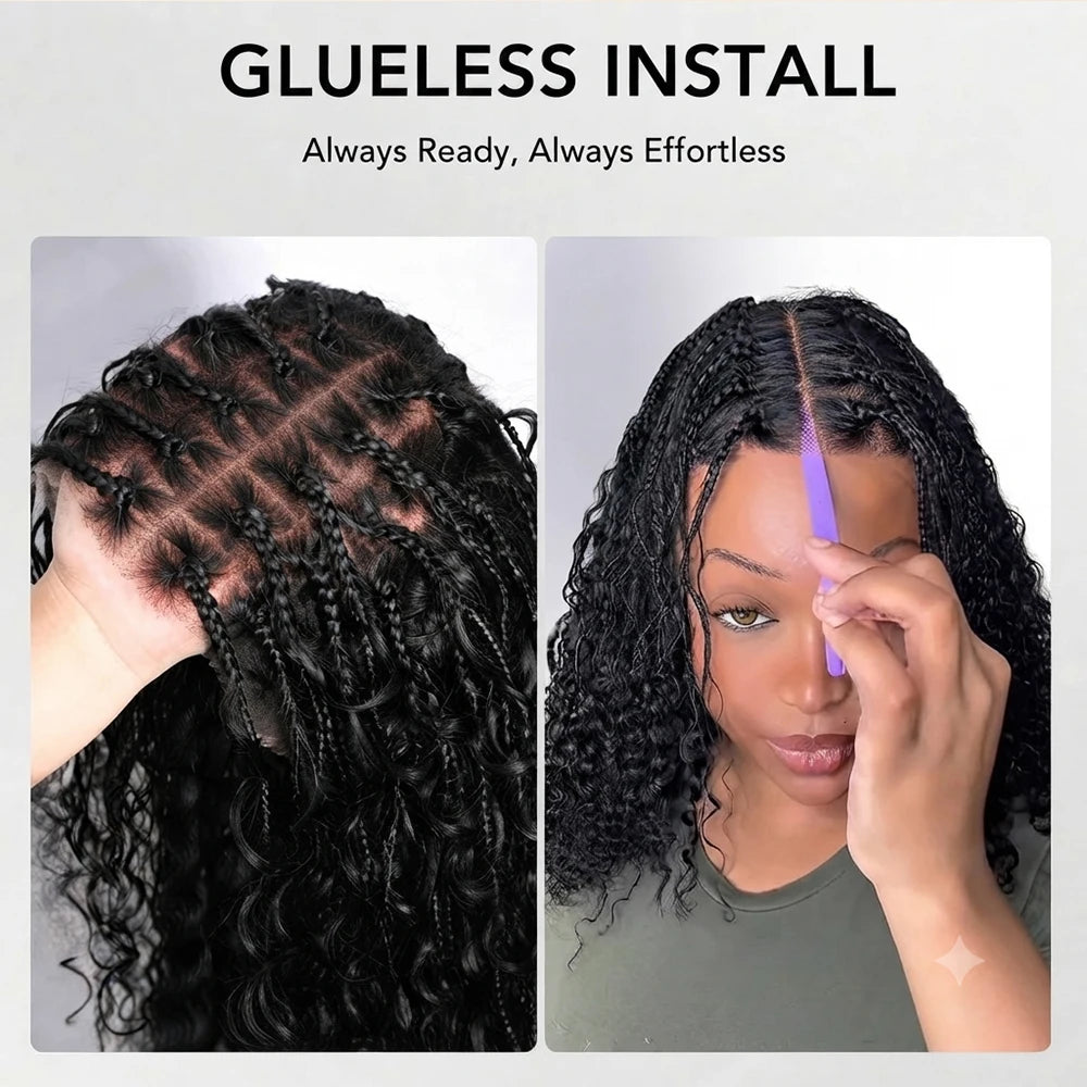 Lace Front Wig – Knotless Braids – Remy Hair – Transparent | KIMLUD