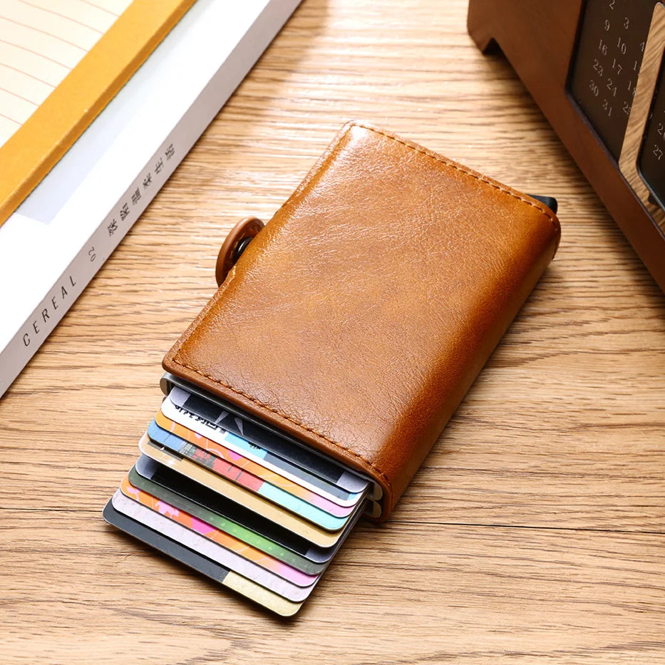 Carbon Fiber Pattern Slim Card Wallets — Black | KIMLUD