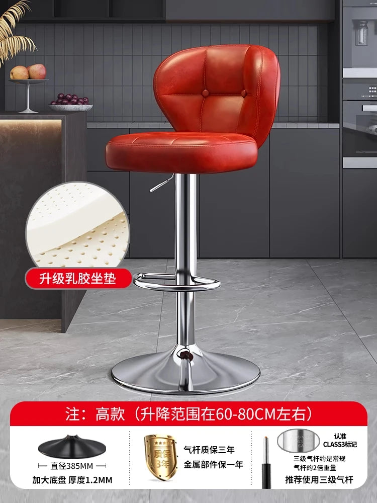 Leather Luxury Designer Bar Stools Minimalist Nordic Counter Gaming Bar Chairs With Back Comfortable Cadeira Trendy Furniture