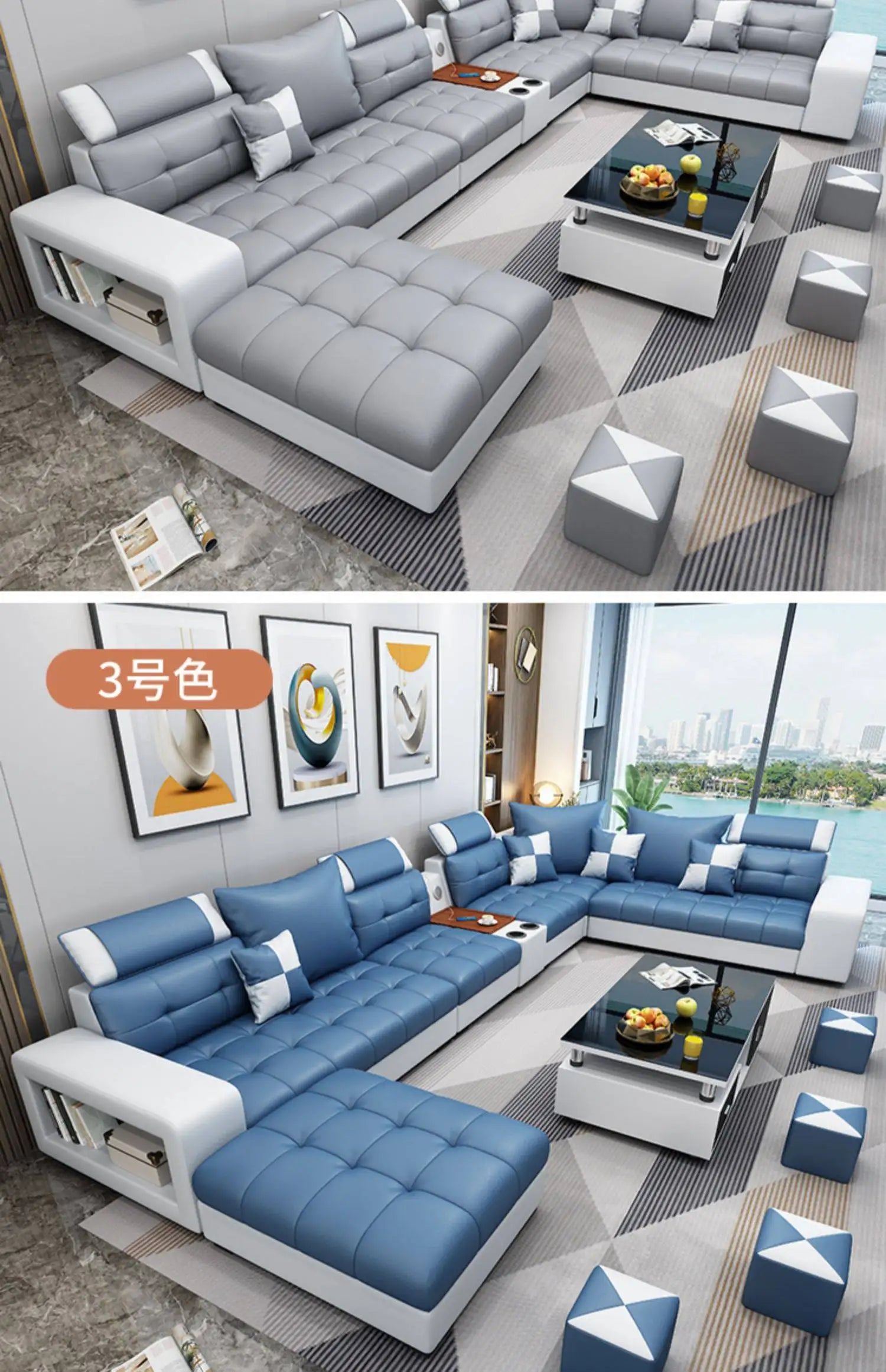 Latex Nano Three-Proof Fabric Sofa Modern Living Room — Slate Grey | KIMLUD