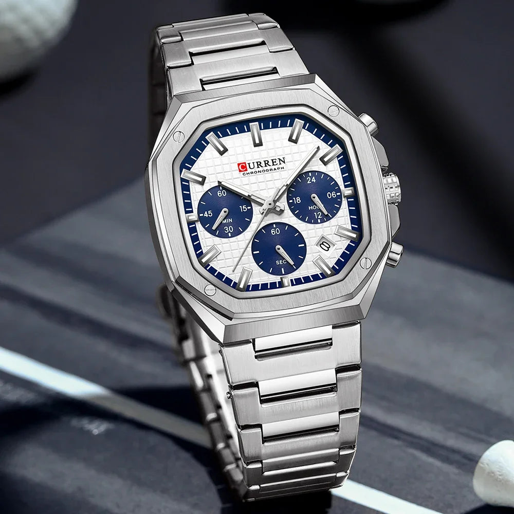 CURREN Men Watch Top Brand Luxury Sports Quartz Mens Watches Full Steel Waterproof Chronograph Wristwatch Men Relogio Masculino