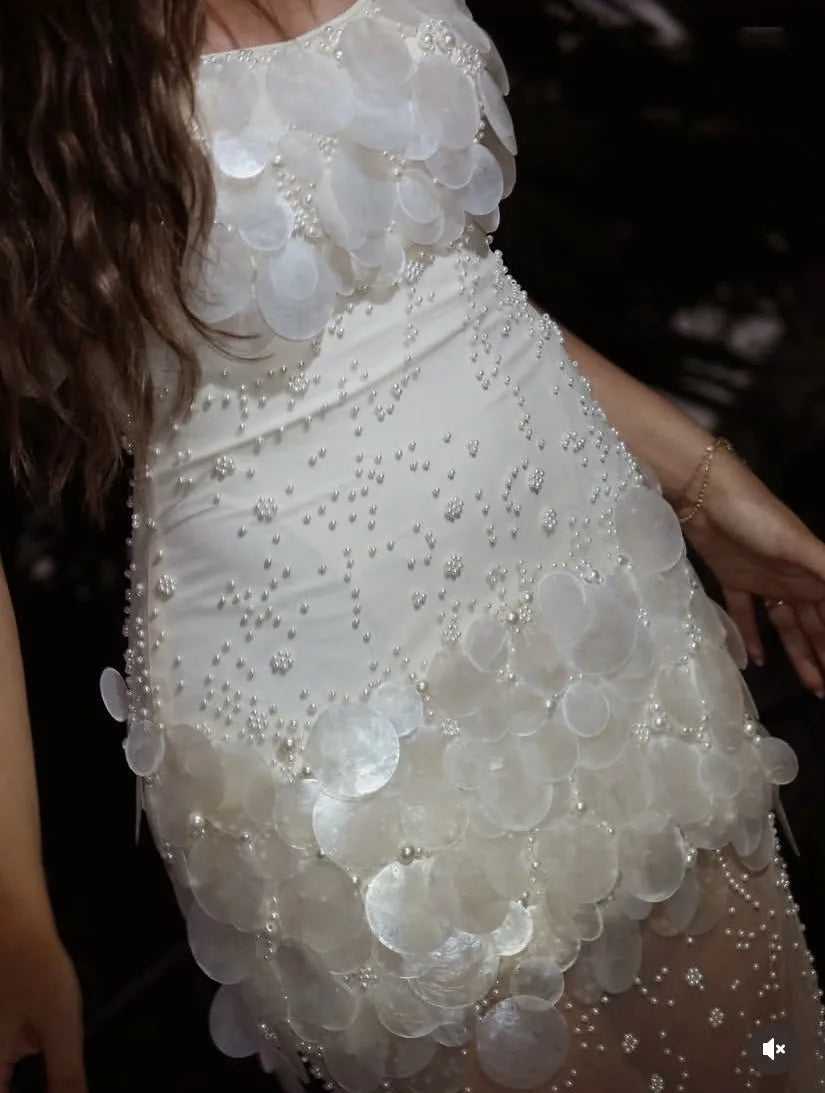 Sparkling Sequin Party Dress Long Floor Length Custom Made Women Dresses See Through Beaded Sleeveless Prom Gowns Tulle