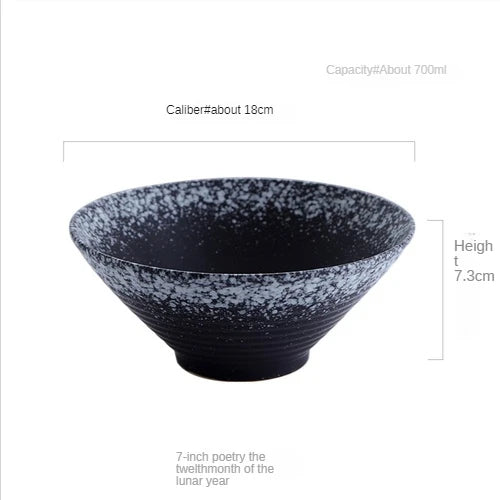 Porcelain Japanese Ramen Bowl Large — Black | KIMLUD
