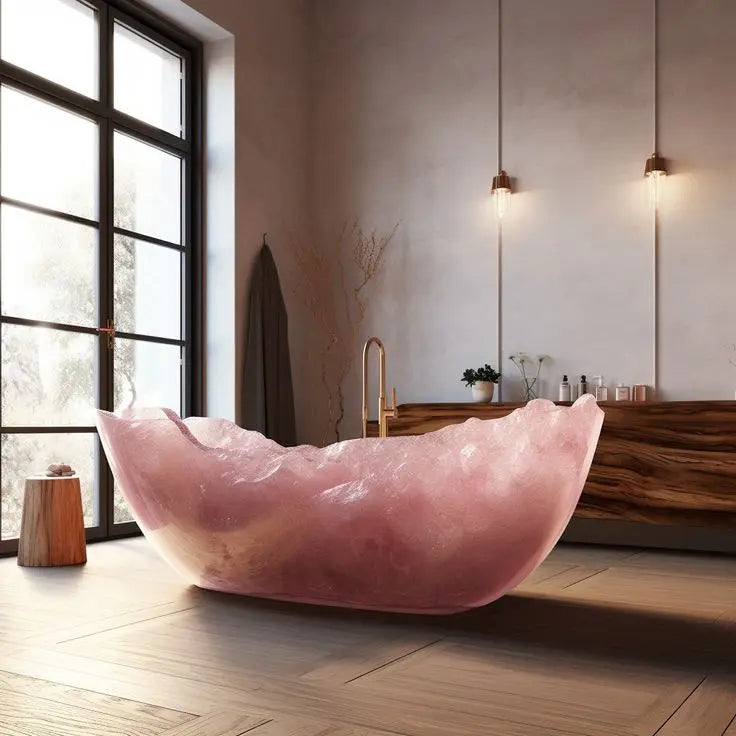 KIMLUD, Irregular pink agate bathtubs for custom apartments and villas, KIMLUD Womens Clothes