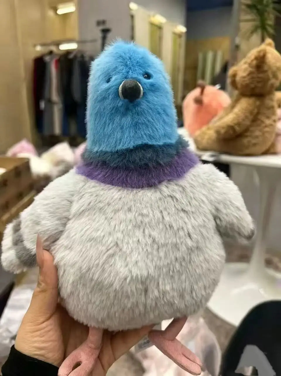 Fluffy Plush Bird Toy With Soft Furry Coat — Blue | KIMLUD