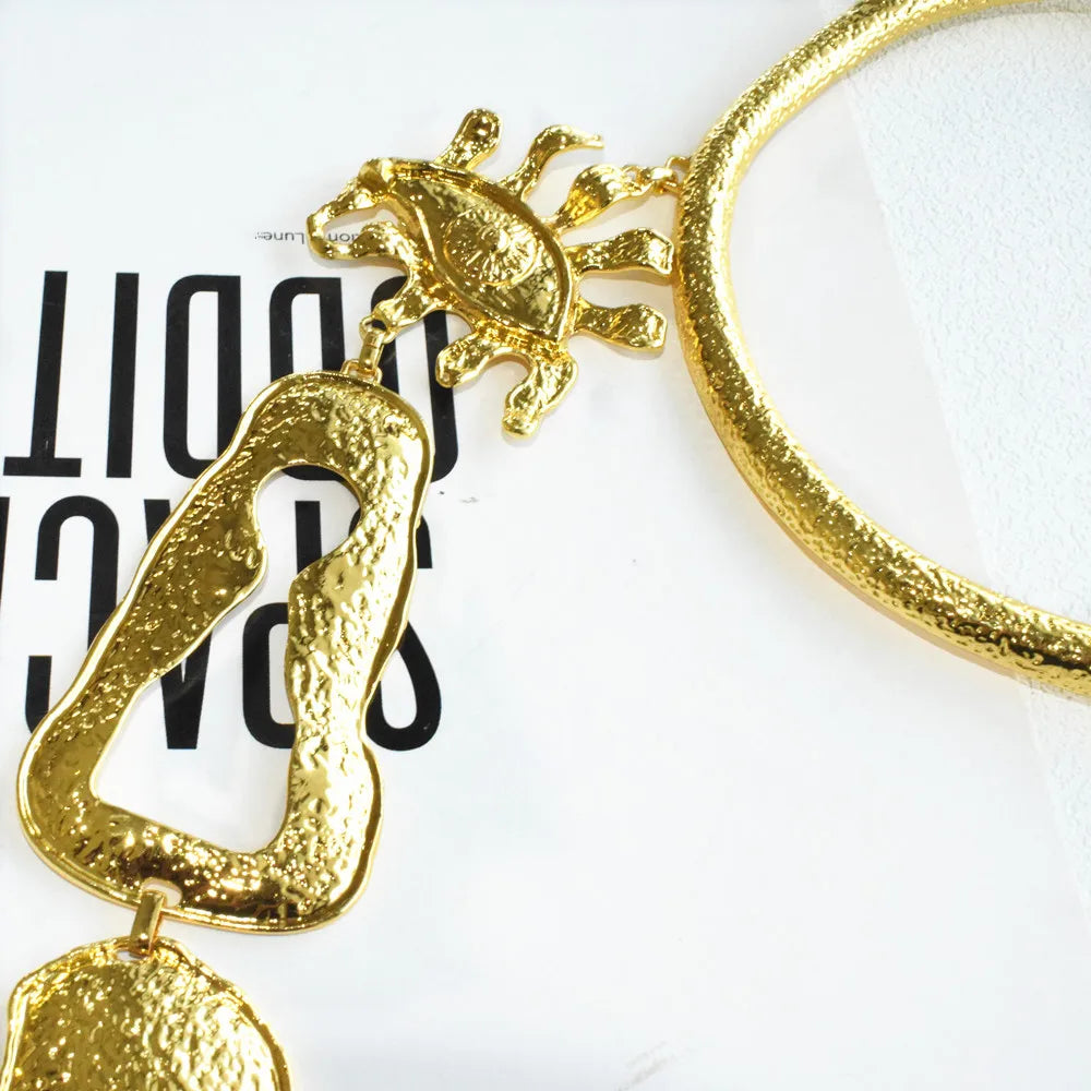 Metal Alloy Surrealist Codes Necklace — Silver | KIMLUD