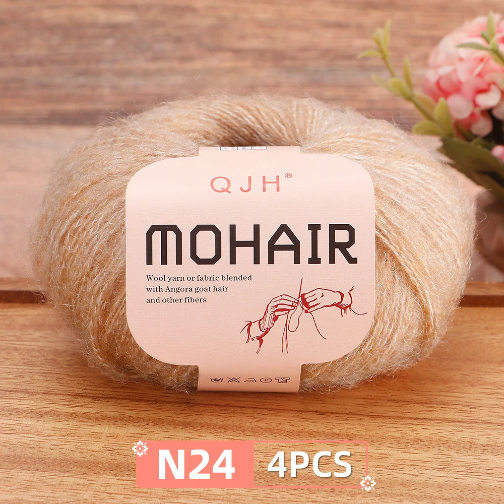 Mohair Yarn Set 4-Skein Bundle, 130m Each — Multicolor | KIMLUD