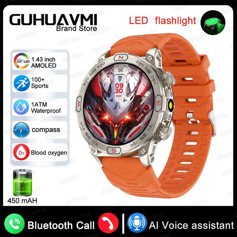 2025 New Outdoor Military GPS Smart Watch Men 466*466 HD AMOLED Full Touch Screen Bluetooth Call IP68 Waterproof Smartwatches