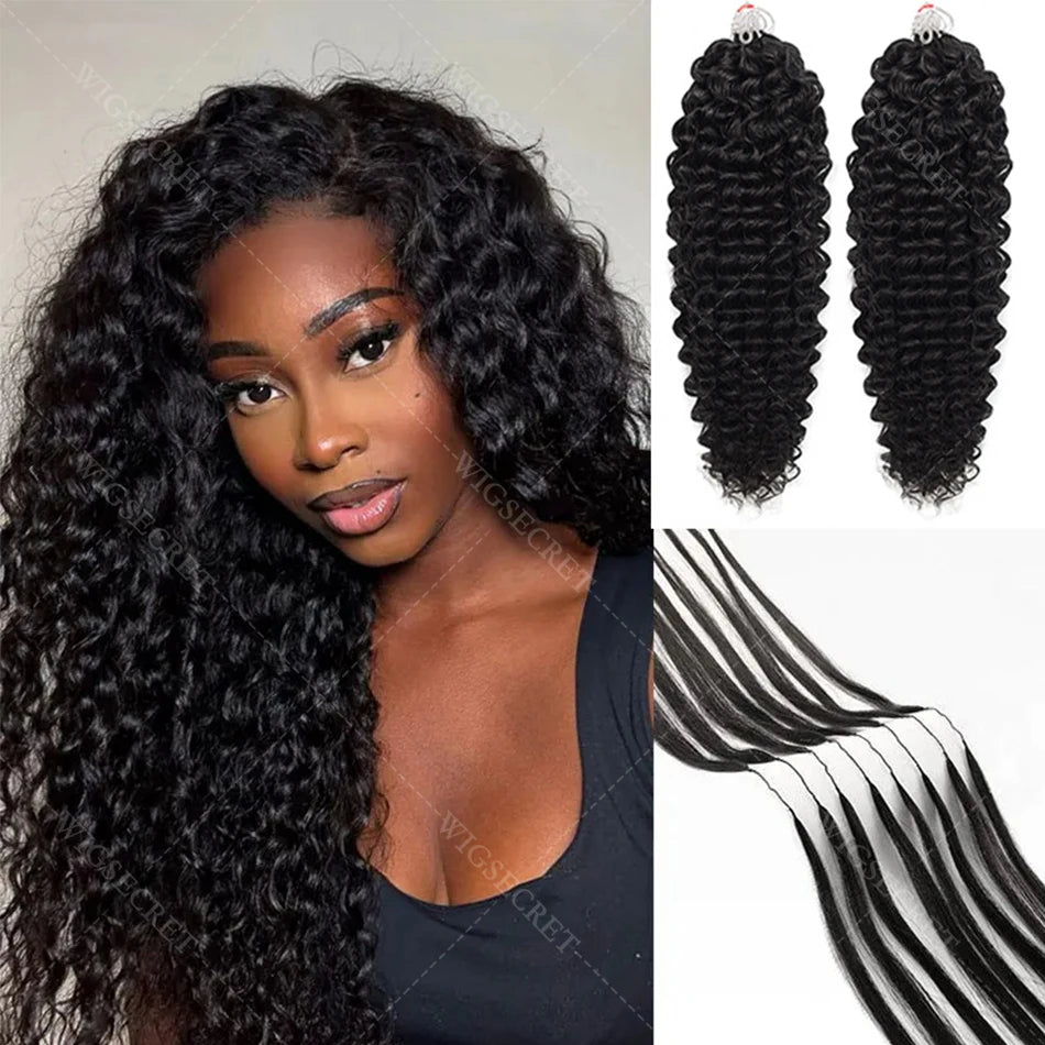 Crochet Hair Extensions - Deep Wave - Remy Human Hair Bundles | KIMLUD