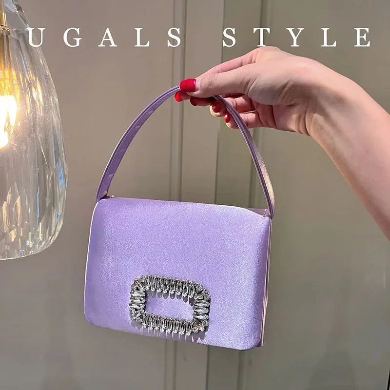 Crystal-Embellished Satin Evening Bag Tassel — Crystal | KIMLUD
