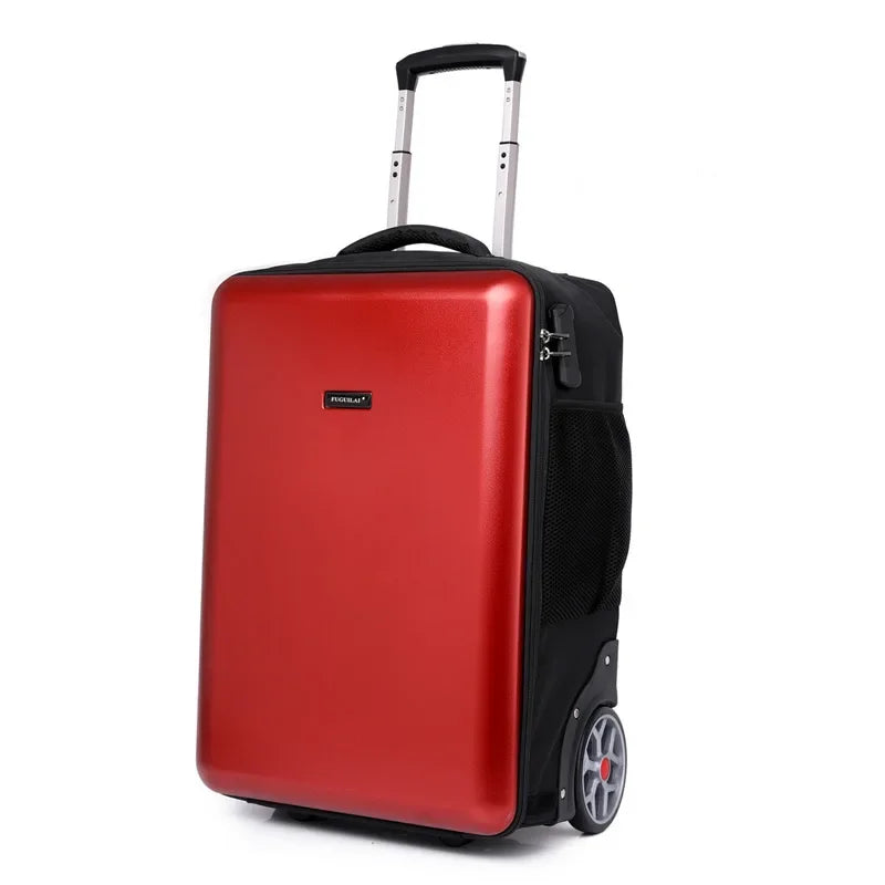 ABS Cabin Trolley Suitcase 19-22 Inch On Wheels — Black | KIMLUD