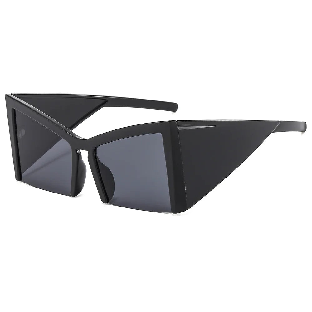 Half-Frame Sunglasses Polycarbonate — Black | KIMLUD