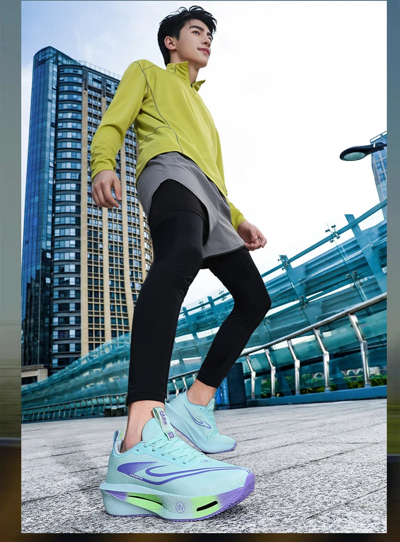 Men Sports Running Shoes Carbon Plate Marathon Breathable Lightweight Women's Comfortable Athletic Nonskid Walking Sneaker