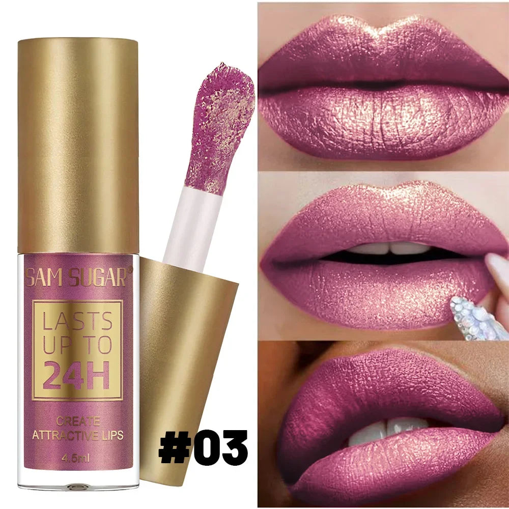 1PC Green Glitter Lip Glaze Waterproof Long Lasting Lip Gloss Bold & Intense Metallic Liquid Lipstick Pearlescent Tint Makeup