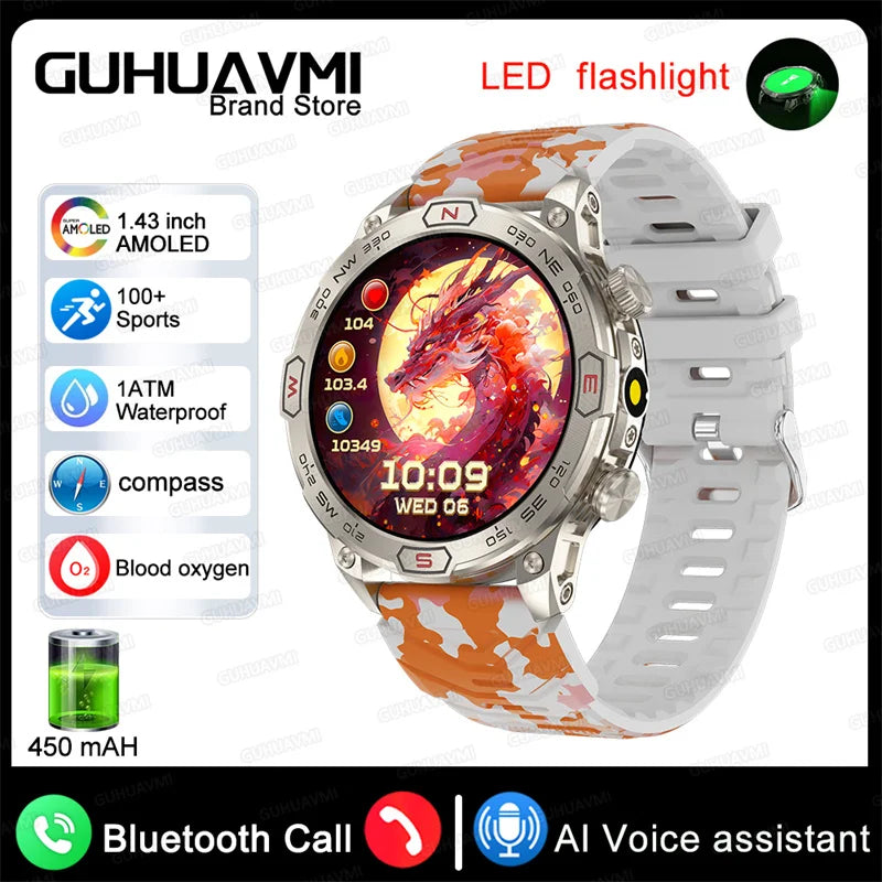 2025 New Outdoor Military GPS Smart Watch Men 466*466 HD AMOLED Full Touch Screen Bluetooth Call IP68 Waterproof Smartwatches
