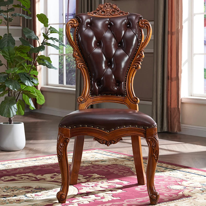 Solid Wood Round Dining Table With Turntable And Hand-Carved Details — Deep Walnut | KIMLUD