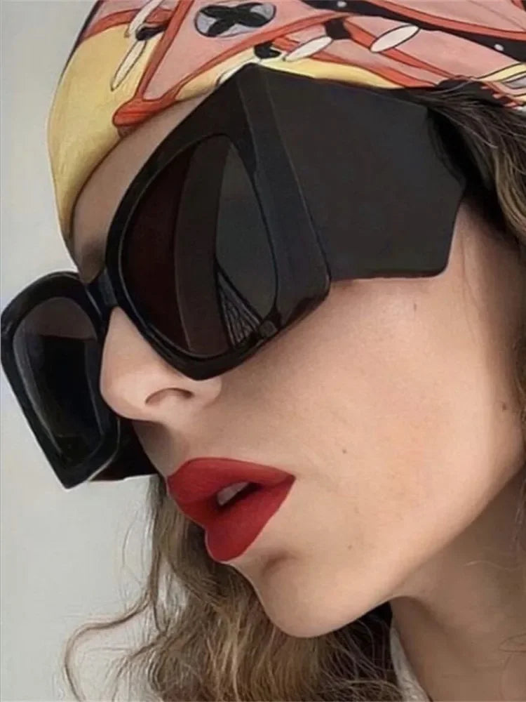 Oversized Sunglasses Square Frame Plastic — Black | KIMLUD