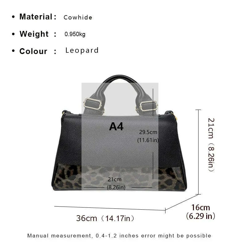 KIMLUD, Aidrani Genuine leather handbag 2025 women's fashion bag premium leopard print luxury brand top cowhide bag, KIMLUD Womens Clothes