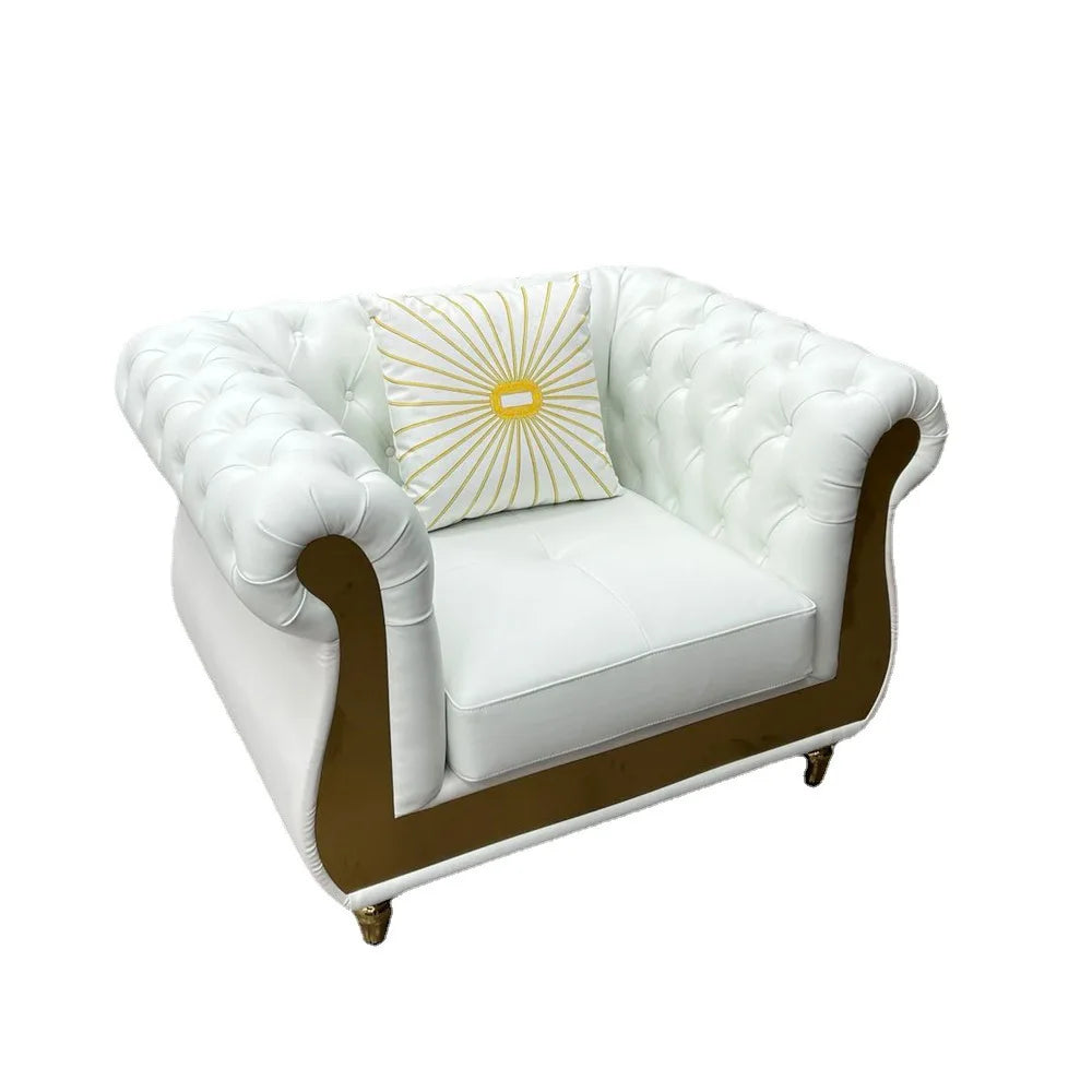 Leather Sofa Nordic American Small Apartment — White | KIMLUD