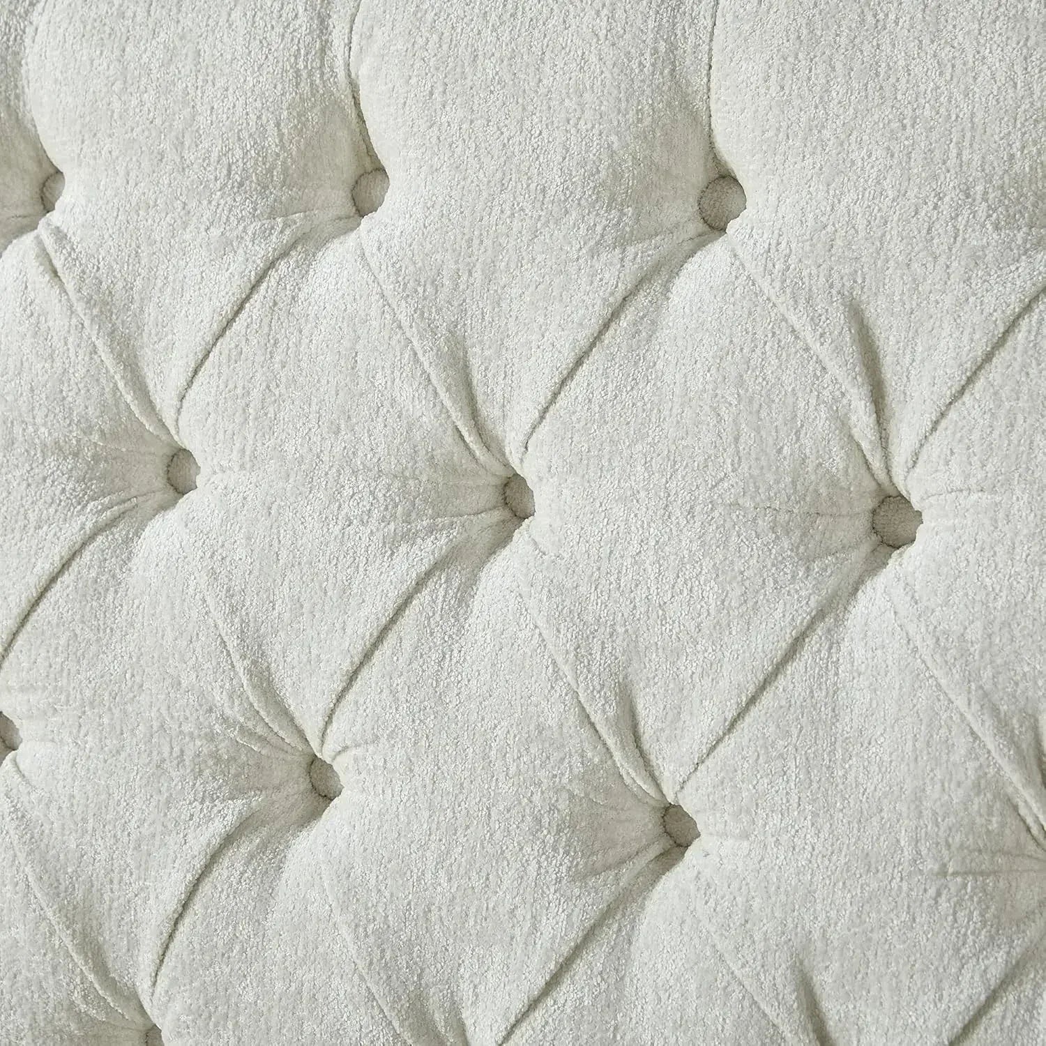 Chenille Sleigh King Size Bed Frame — Ivory | KIMLUD