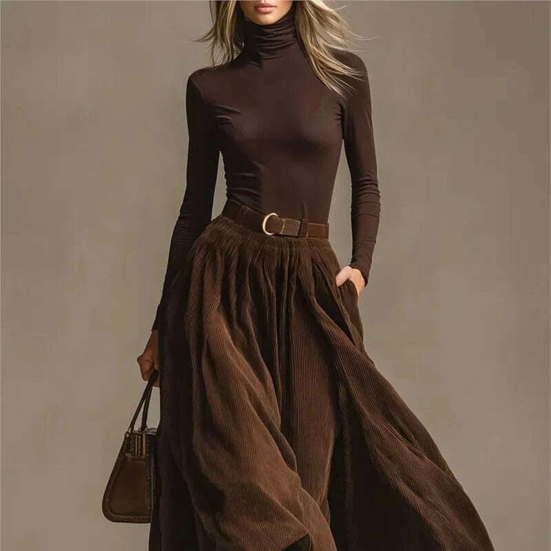 retro-elegant-corduroy-long-skirt-2-pieces-sets-turtleneck-long-sleeve-slim-top-pocket-skirt-outfits-solid-color-suit-outfitskimludkimlud-35558238