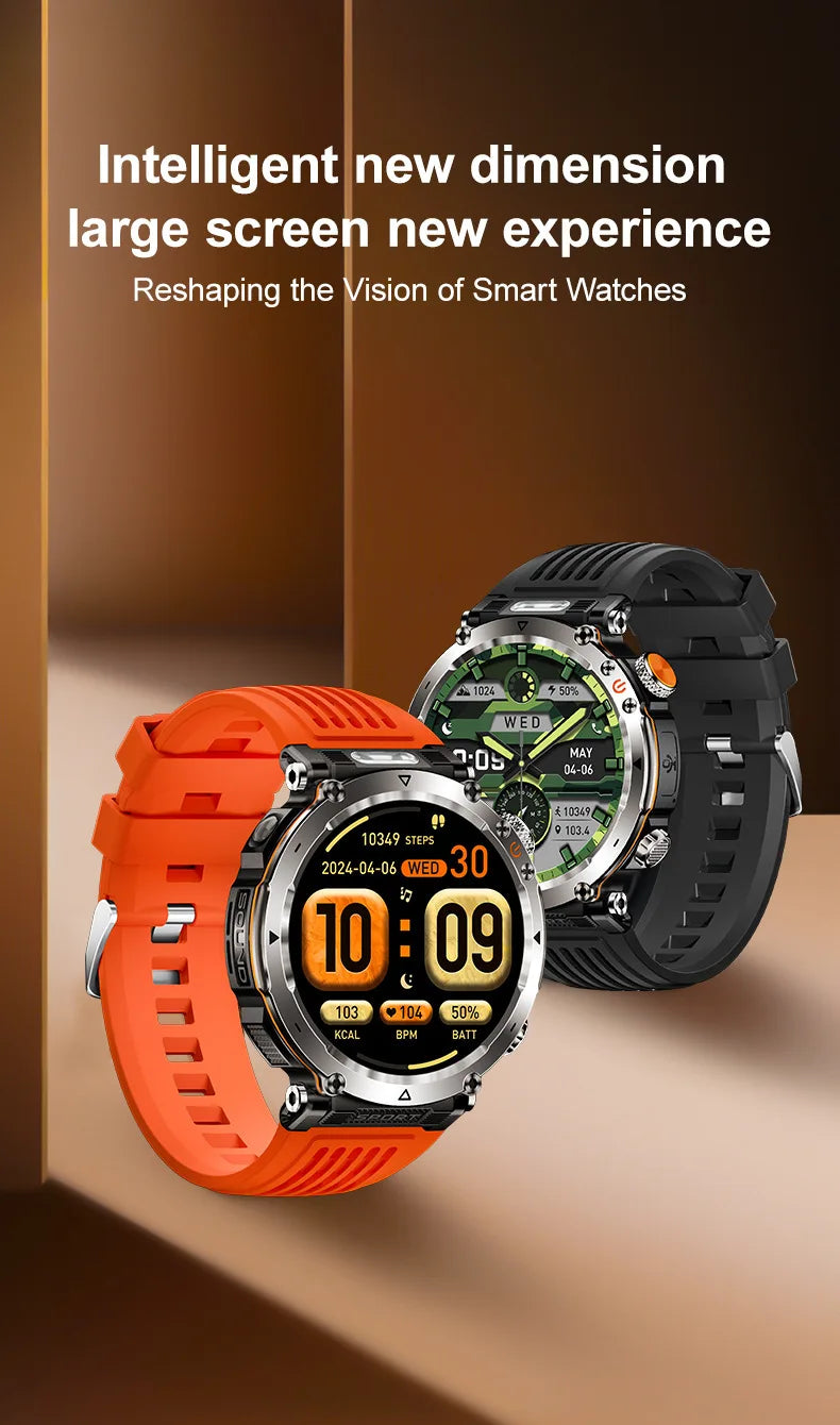 HT30 Smart Watch Bluetooth Call Men Outdoor Sports Fitness Compass Heart Rate Health Monitoring 600mAh Large Battery Smartwatch