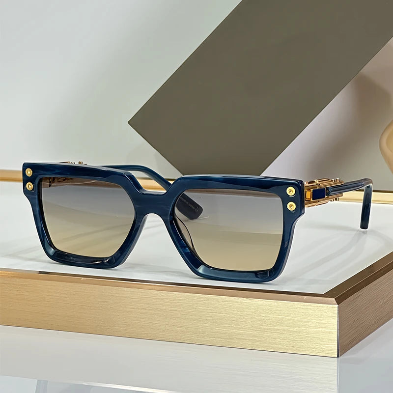 Acetate Square Sunglasses Handmade Alloy UV400 — Black | KIMLUD